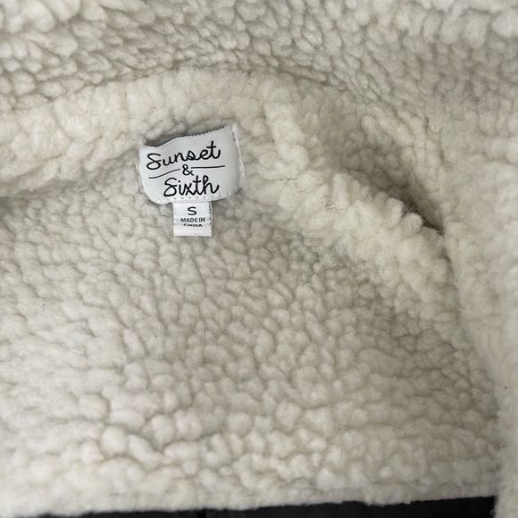 SUNSET & Sixth Faux Leather Moto Sherpa Cropped Jacket - Picture 12 of 12